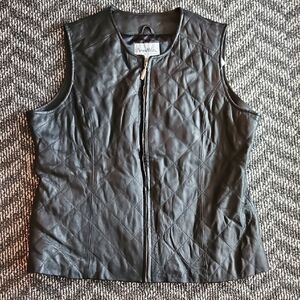 Pamela McCoy Black Quilted Leather Vest